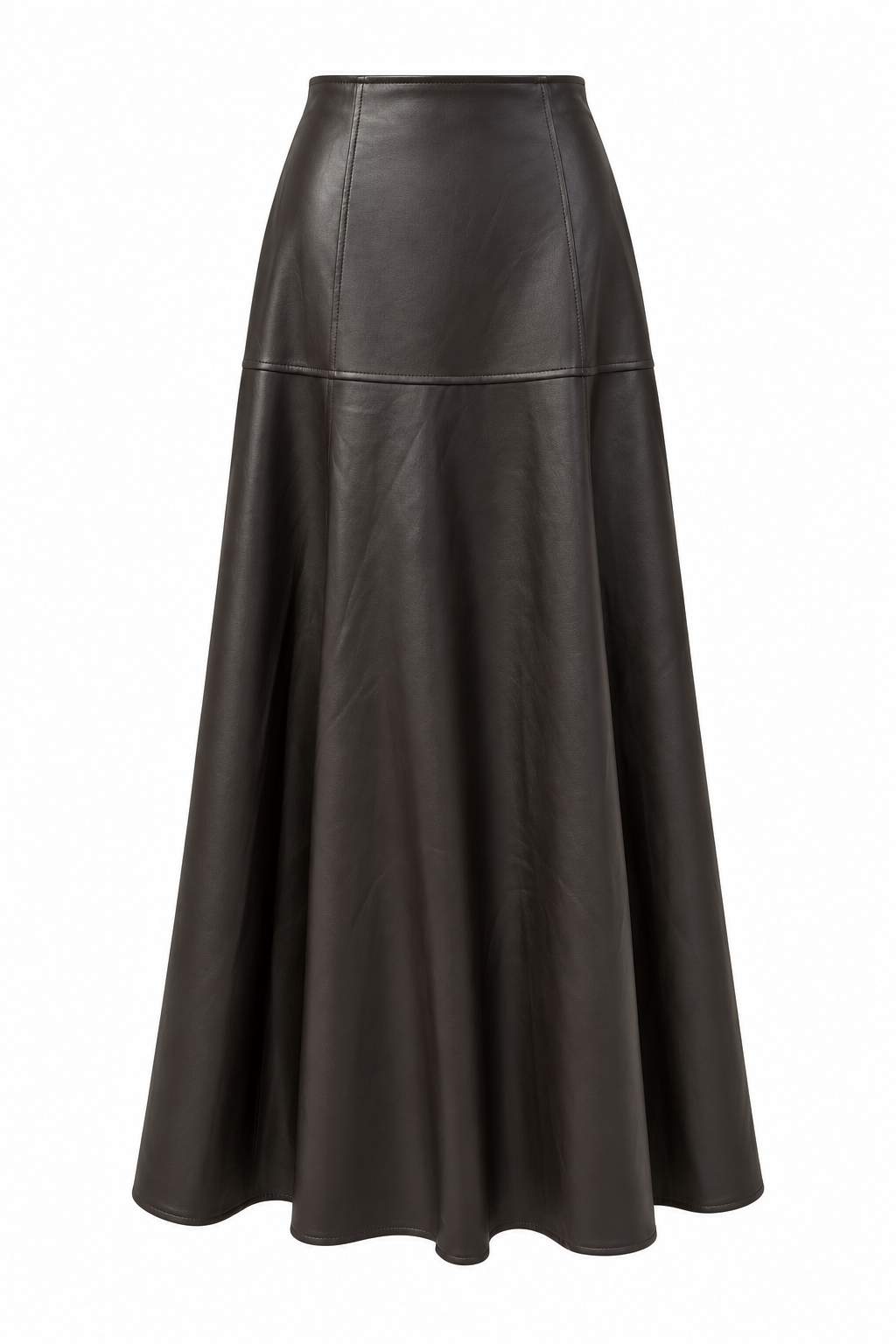 High-Waisted Leather-Look Maxi Skirt – Black