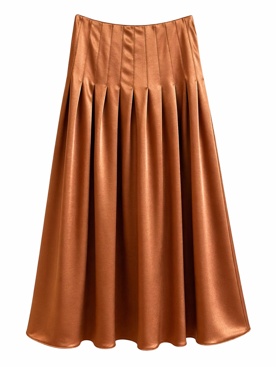 Pleated Satin Skirt