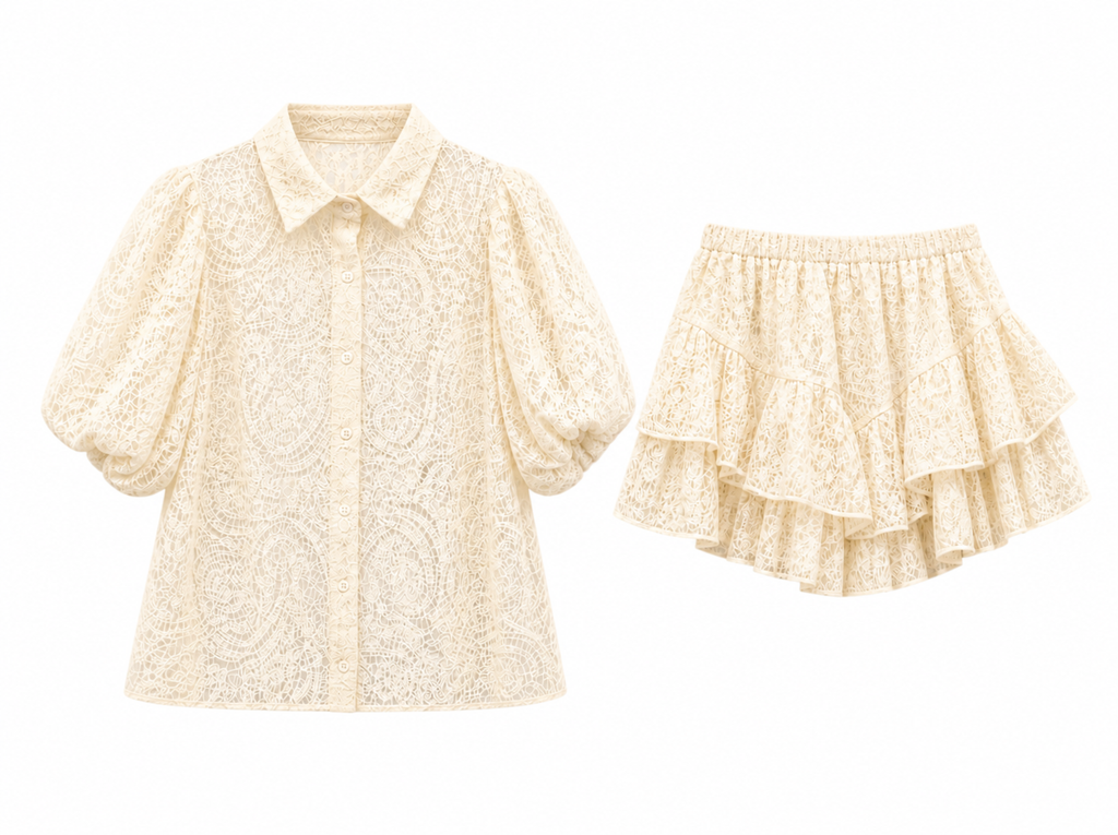 Lace Set - Blouse &amp; Ruffle Skirt