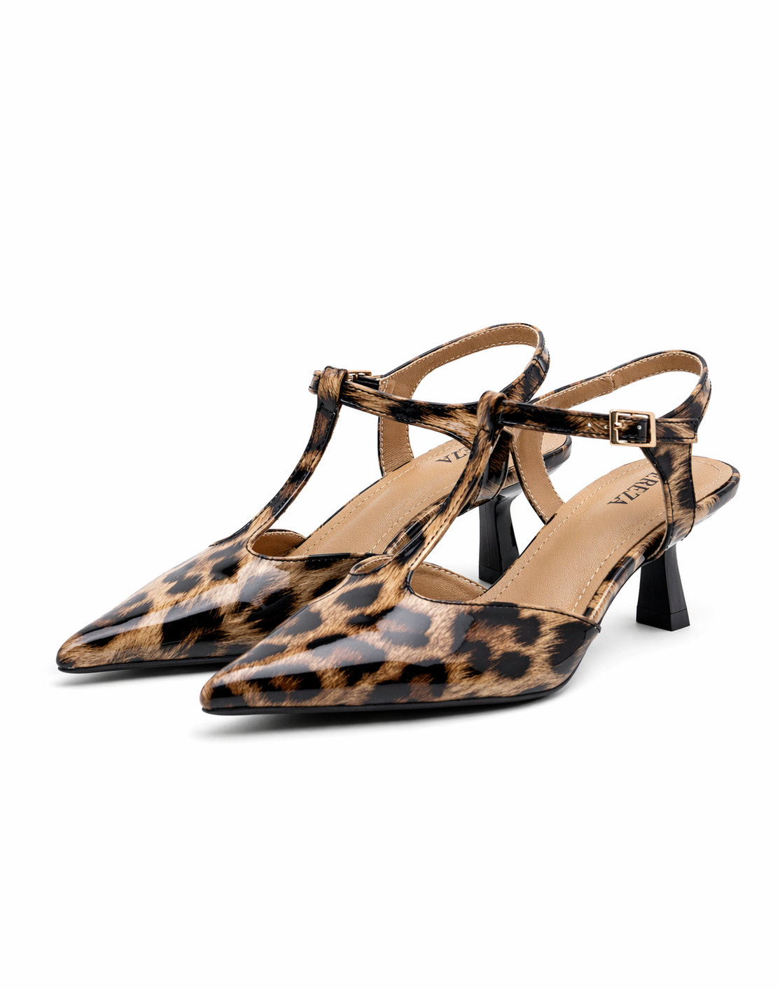 Leopard T-Strap Kitten Heels