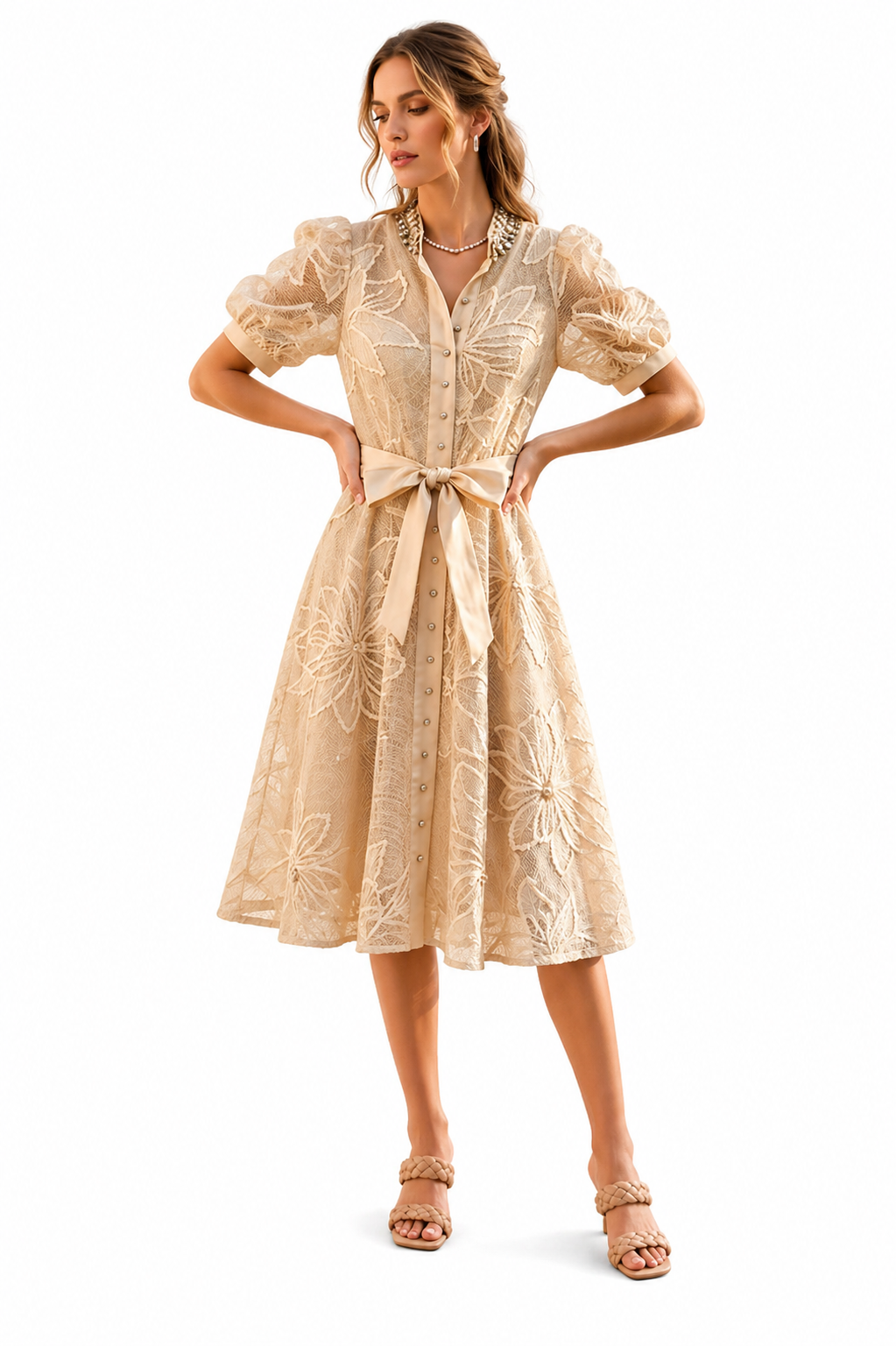 Floral Embroidered Statement Dress