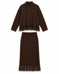 Fringe Knit Sweater & Skirt Set