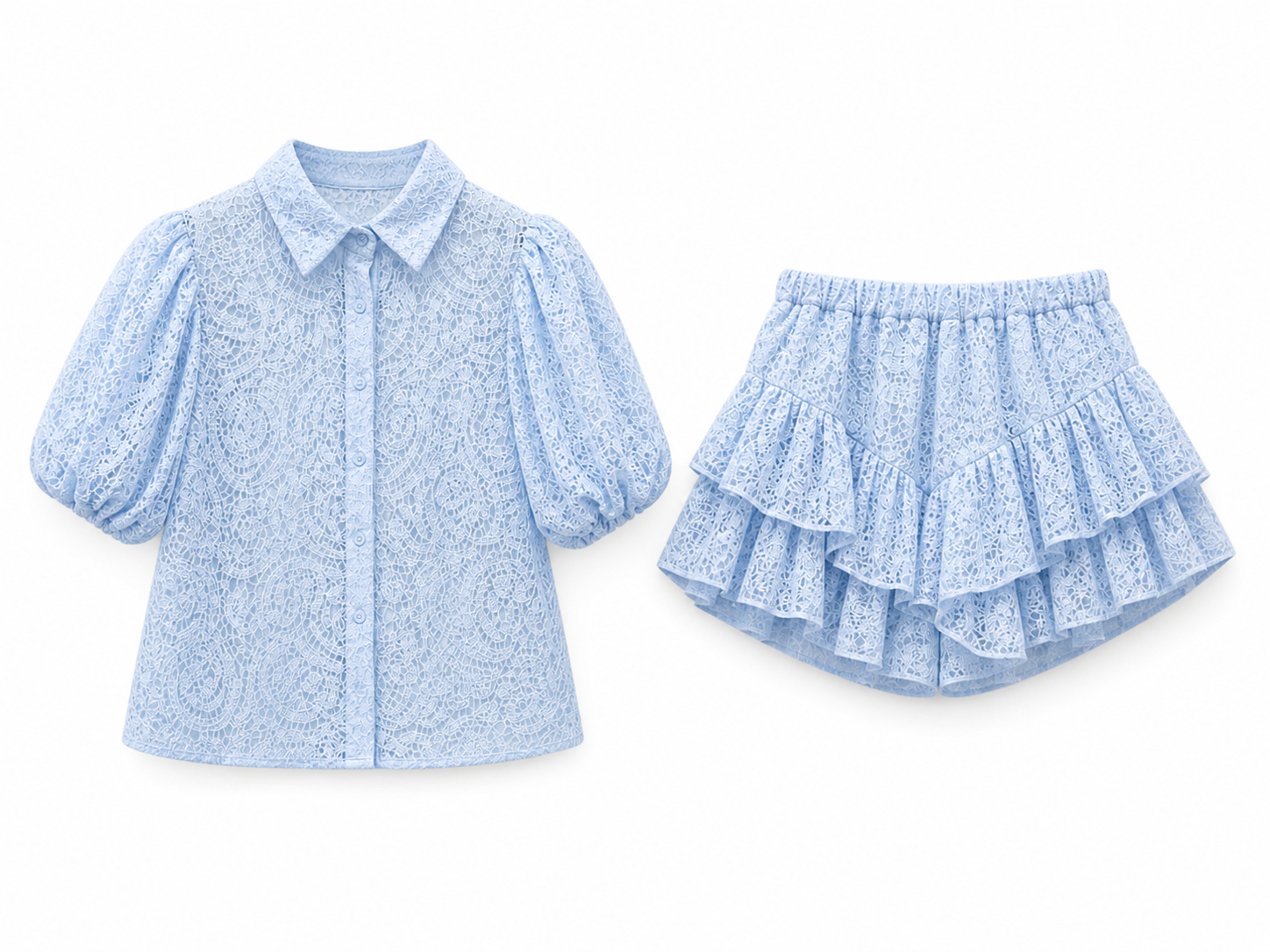 Lace Set - Blouse &amp; Ruffle Skirt