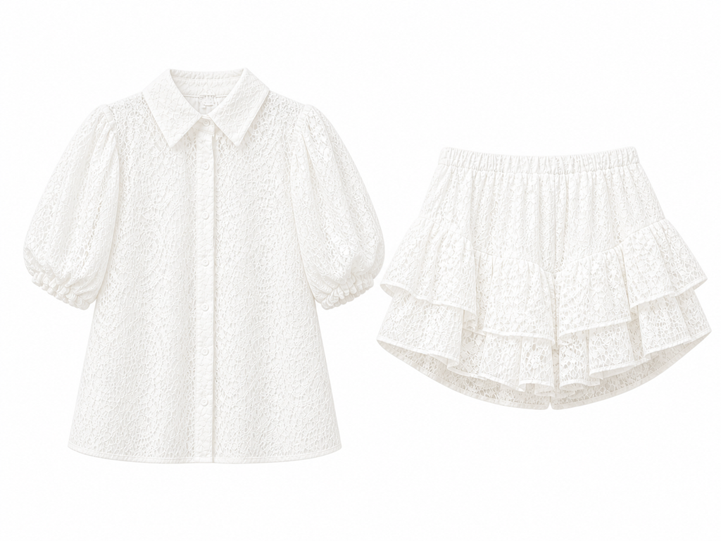 Lace Set - Blouse &amp; Ruffle Skirt