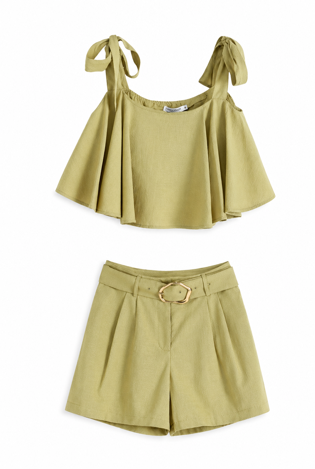Timeless Linen Set - Structured Shorts & Ruffle Tie Top
