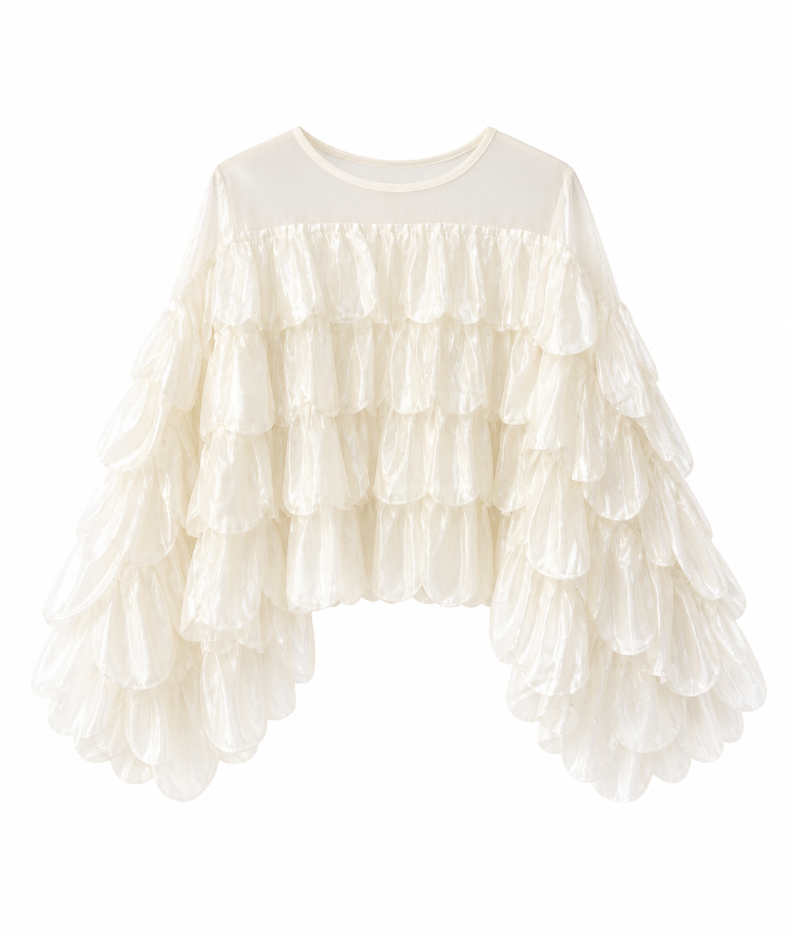 Statement Sheer Ruffle Blouse