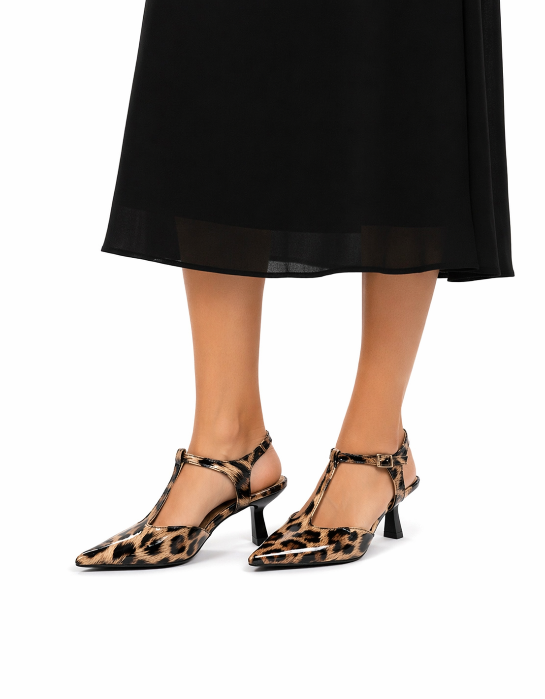 Leopard T-Strap Kitten Heels