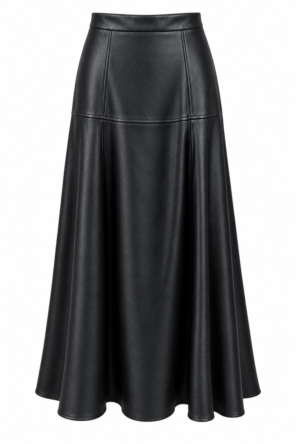 High-Waisted Leather-Look Maxi Skirt – Black