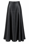 High-Waisted Leather-Look Maxi Skirt – Black