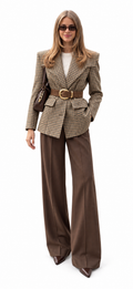 Sculpted Shoulder Plaid Blazer
