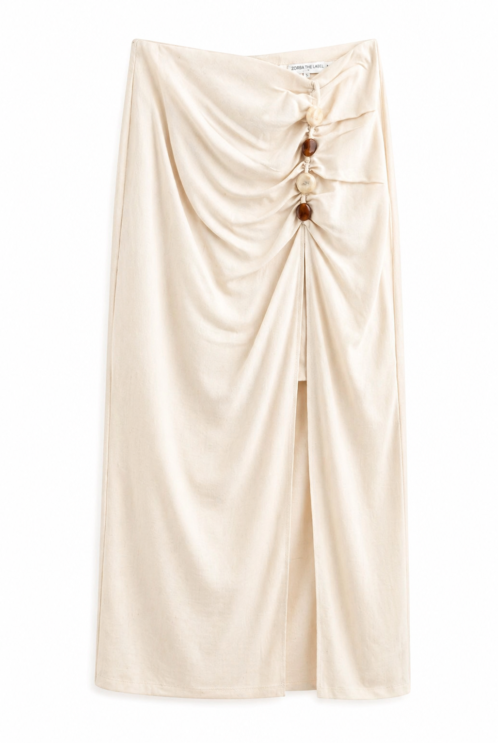 MIXED LINEN PEARL-EMBELLISHED MIDI SKIRT AND TOP SET