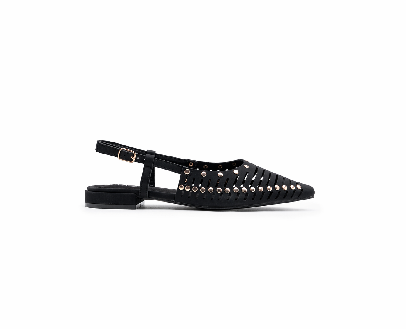 Black Studded Slingback Flats