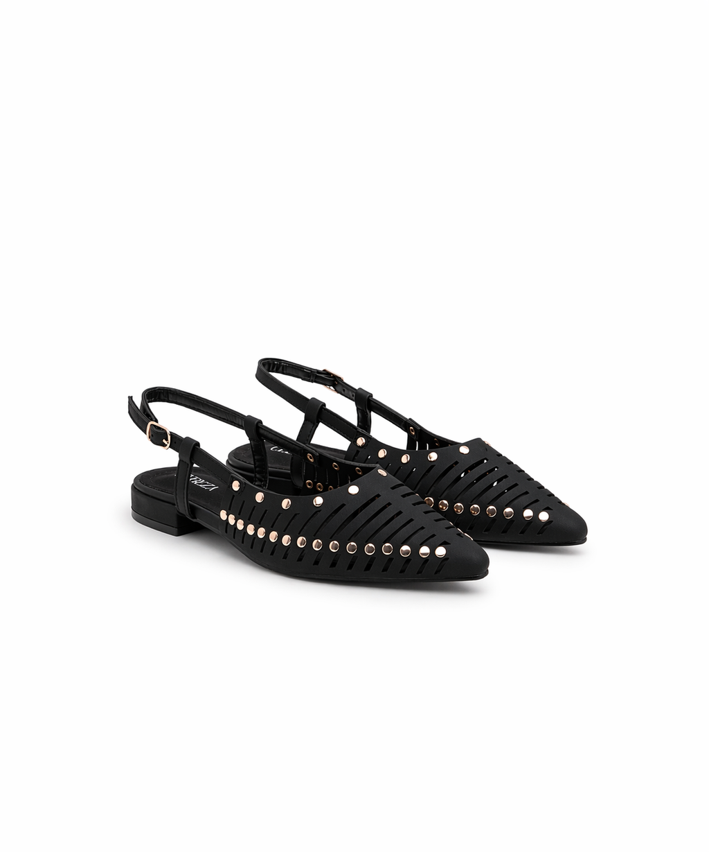 Black Studded Slingback Flats
