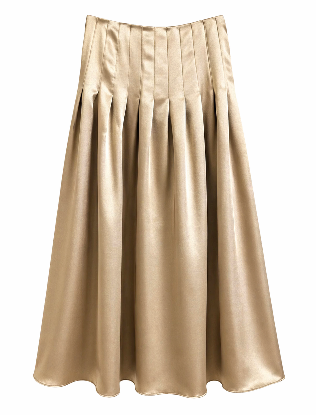 Pleated Satin Skirt