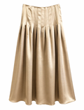Pleated Satin Skirt