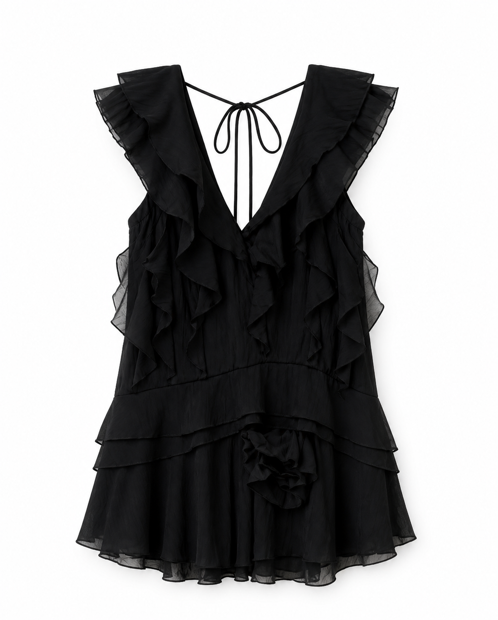 Ruffled Chiffon Mini Dress