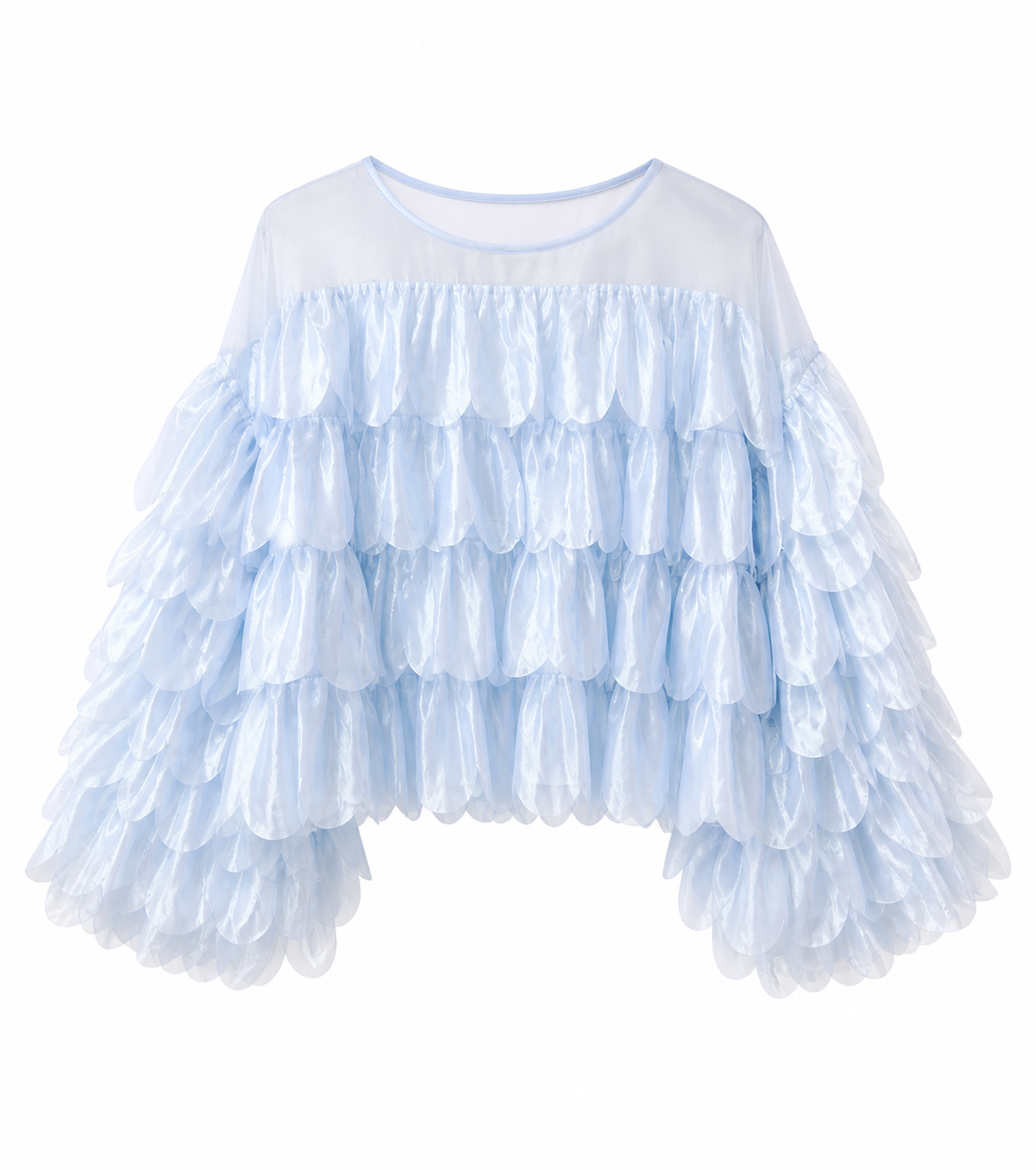 Statement Sheer Ruffle Blouse