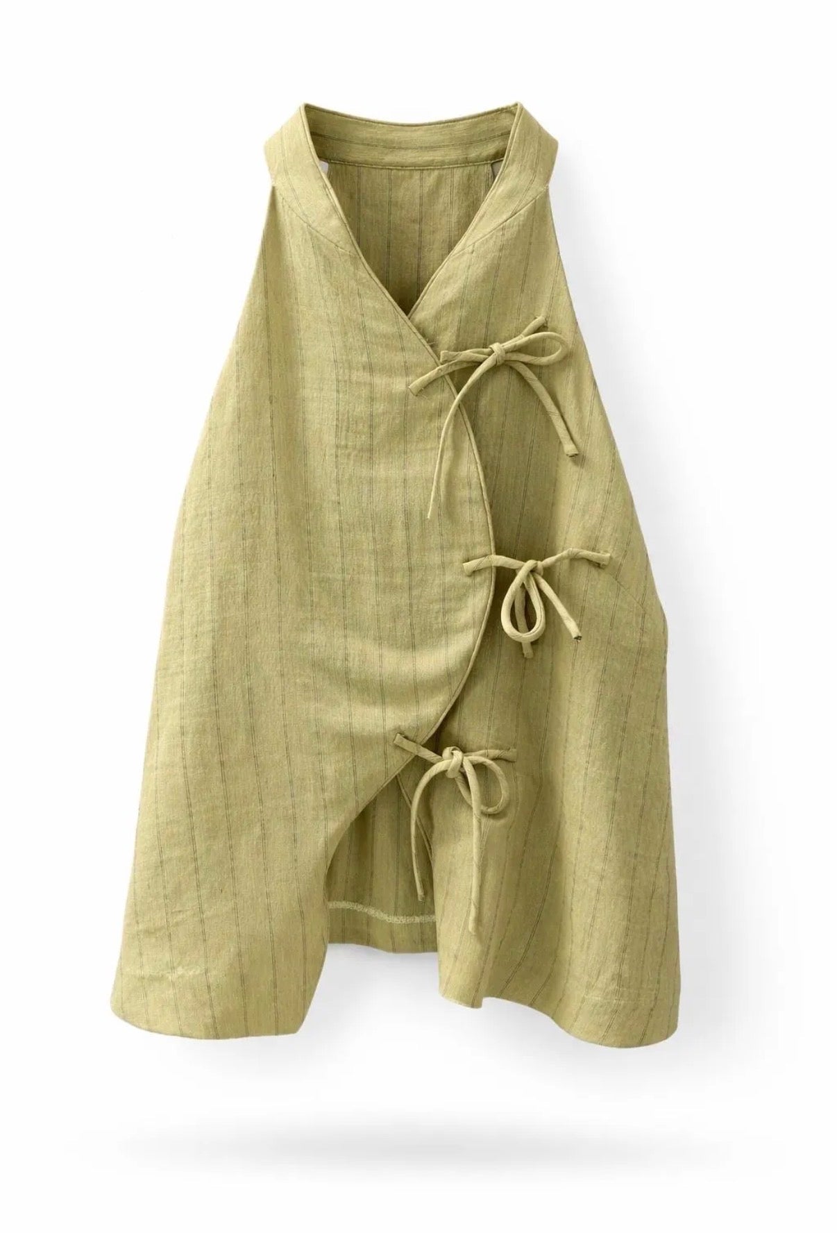 Linen Wrap Vest with Ties