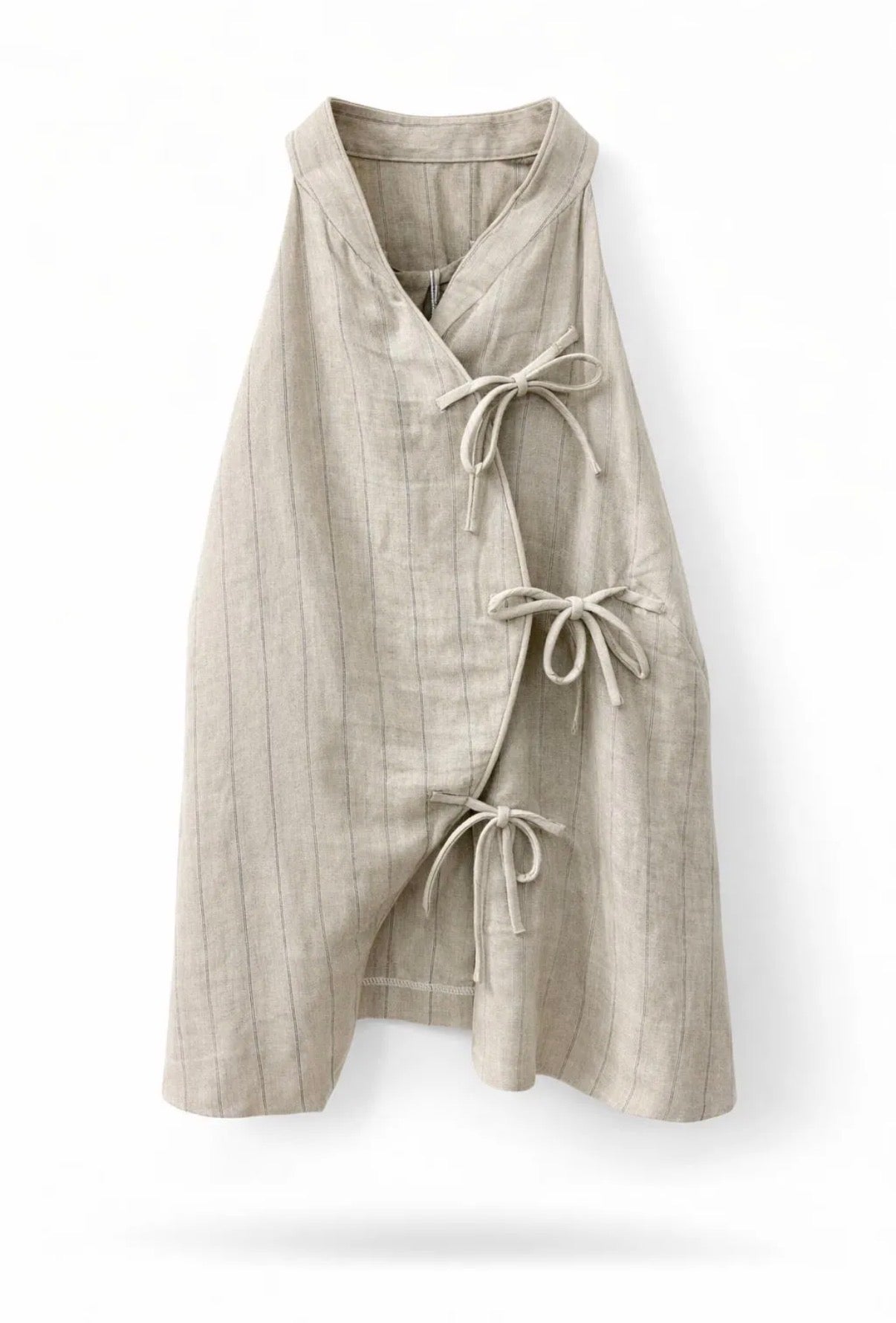 Linen Wrap Vest with Ties